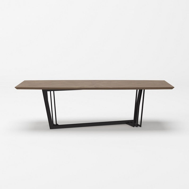 107" Rectangular Geo Trestle Wood Dining Table - Brown / Black