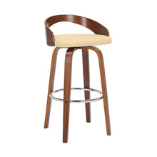 Load image into Gallery viewer, 30" Faux Leather And Solid Wood Swivel Low Back Bar Height Bar Chair - Cream And Brown
