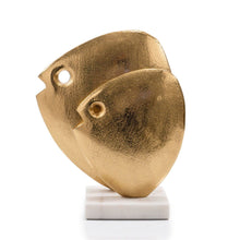 Load image into Gallery viewer, Marble Fishes Tabletop Sculpture - Gold / White
