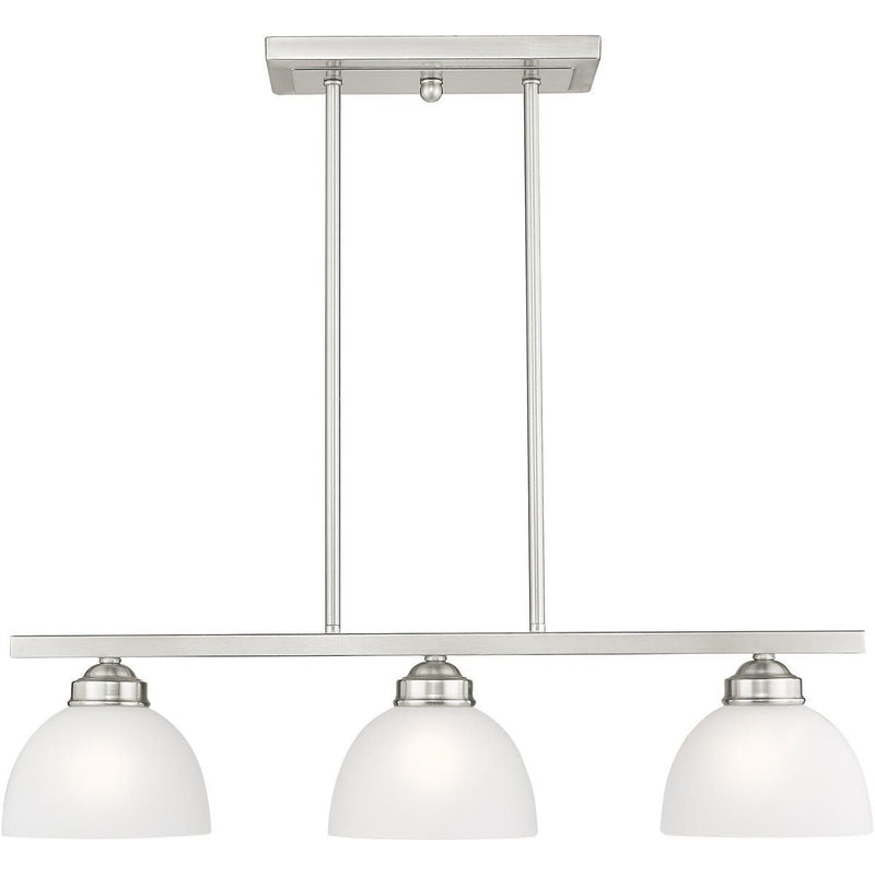 8" Three Light Dimmable Chandelier With Shades - Nickel