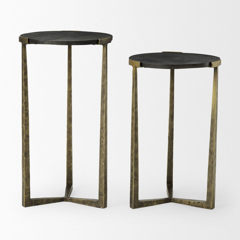 Round Cross Legs Nested Tables (Set of 2) - Black