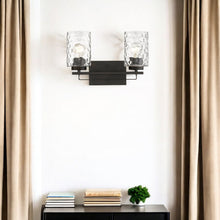 Load image into Gallery viewer, Metal And Pebbled Glass Two Light Wall Sconce - Bronze
