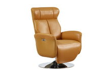 Load image into Gallery viewer, Tufted Genuine Leather Power Swivel Recliner (730559) - Burnt Umber
