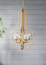 Load image into Gallery viewer, 4 Light Metal Chandelier, Hanging Light Fixture With Adjustable Chain For Kitchen, Bulb Not Included - Gold
