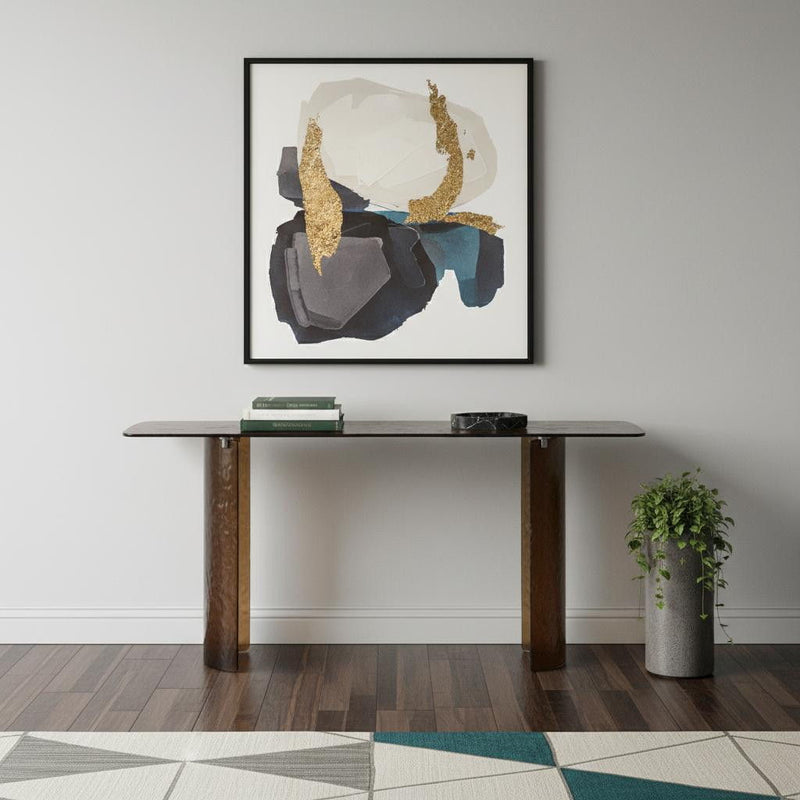 Glass Double Pedestal Console Table - Bronze