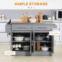 Load image into Gallery viewer, Homcom - Rolling Kitchen Island With Storage, Portable Kitchen Cart With Stainless Steel Top, 2 Drawers, Spice, Knife And Towel Rack And Cabinets
