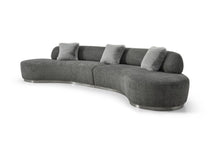 Load image into Gallery viewer, Boucle Curved Sofa With Toss Pillows - Dark Gray
