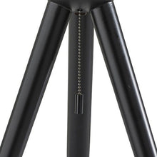 Load image into Gallery viewer, Solid Wood Tripod Table Lamp With White Ribbed Glass Shade - Black
