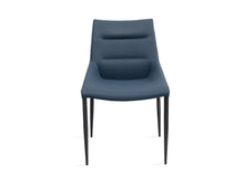 Load image into Gallery viewer, Faux Leather Metal Dining Side Chairs (Set of 2) - Navy Blue / Black
