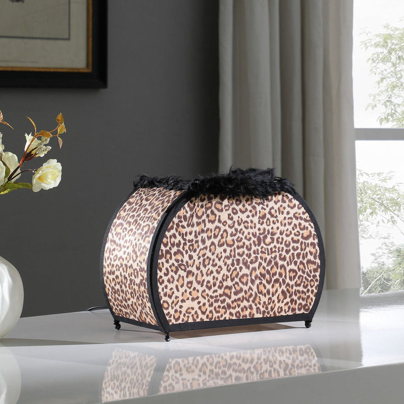 Funky Leopard Pattern Novelty Table Lamp - Brown And White