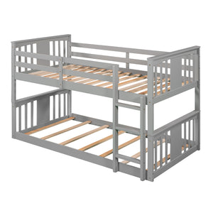 Twin Over Twin Bunk Bed with Ladder, Gray (Old SKU:LP000107AAE)