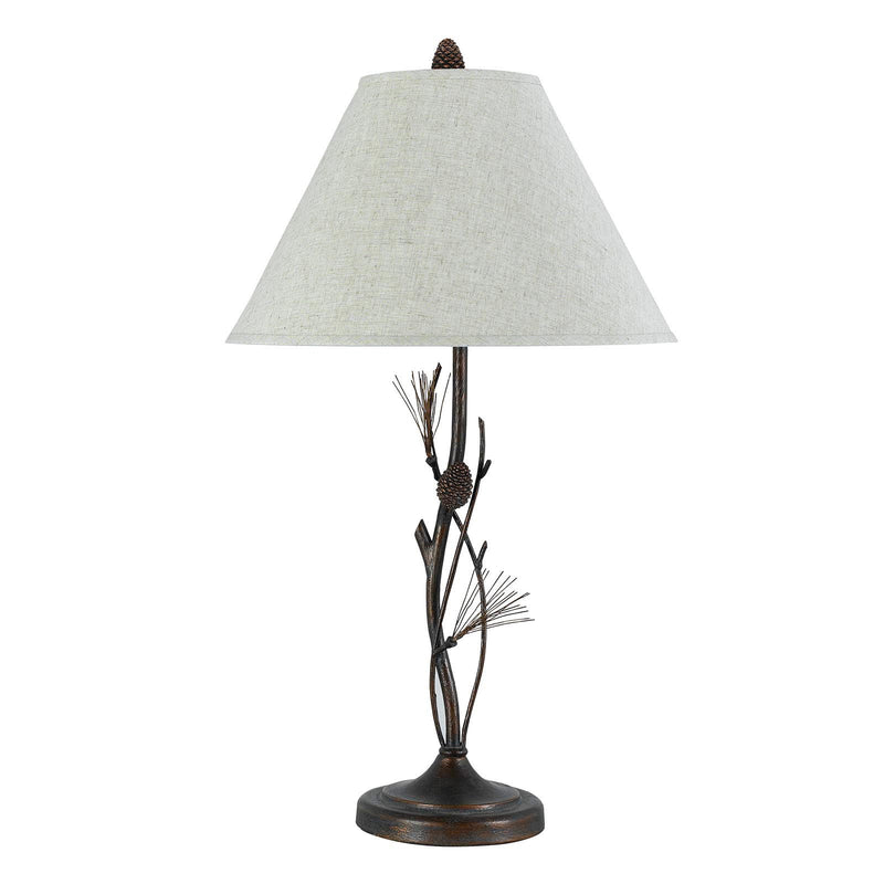 Metal Table Lamp With Gray Empire Shade - Rust