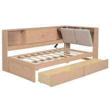 Load image into Gallery viewer, L-Shaped Daybed Corner Bed Under Bed Drawers With Storage Bookcase And Upholstered Headboard And USB Charging Ports
