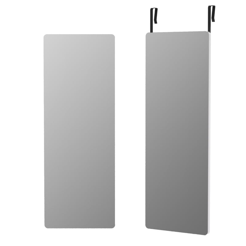 Aluminum Wall Mounted And Over The Door Framed Full Length Hanging Mirror - Silver