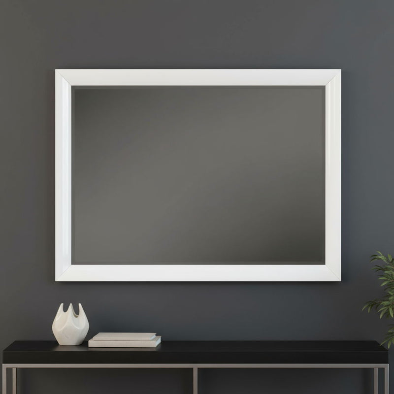 34" Framed Accent Mirror - White