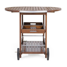 Load image into Gallery viewer, Wood And Aluminum Bar Cart With 2 Shelves - Oak / Silver

