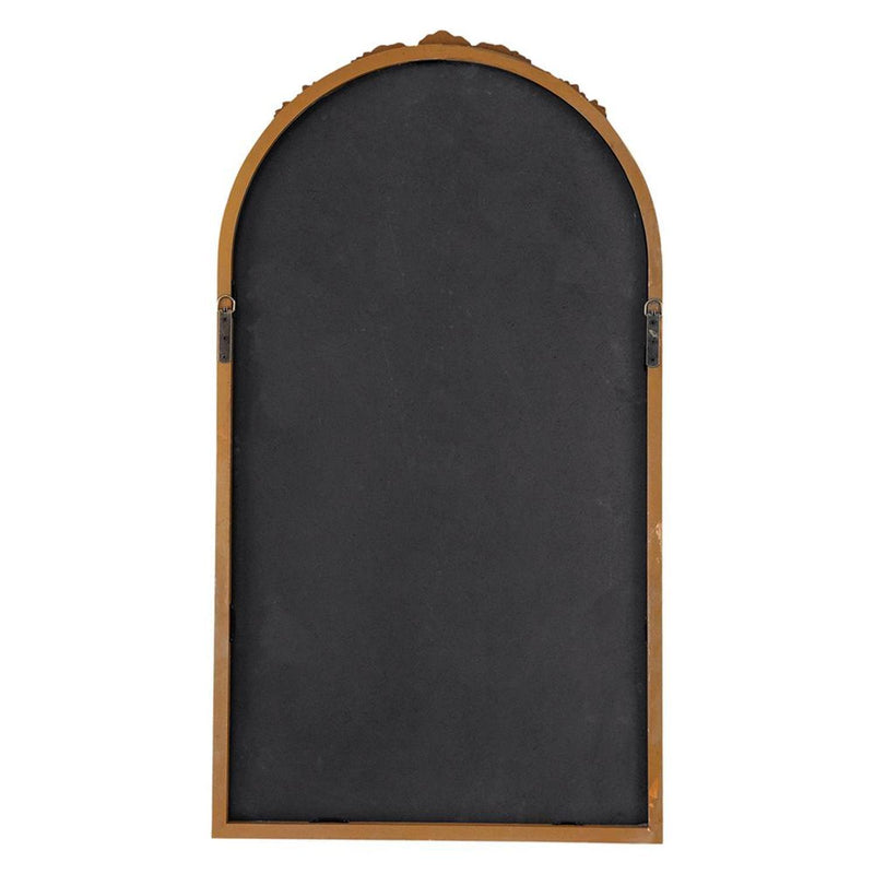 42" Crowned Top Antiqued Glass Arch Framed Accent Mirror - Brown