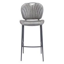 Load image into Gallery viewer, Faux Leather And Steel Low Back Bar Height Bar Chair - Gray And Black
