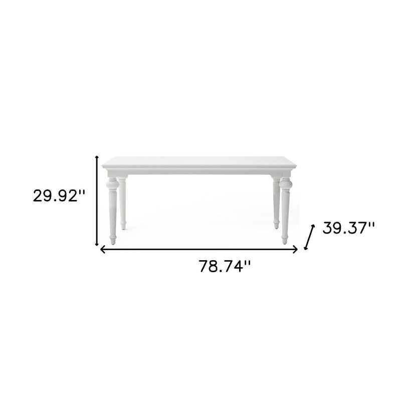 79" Solid Wood Dining Room Table - White