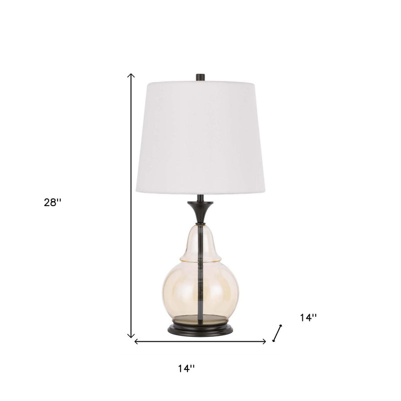 Metal Table Lamp With Empire Shade - Clear White