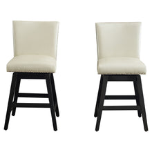 Load image into Gallery viewer, Upholstered Swivel Bar Stools High Back (Set of 2) - Cream White

