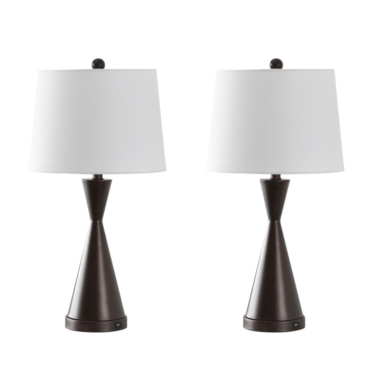 Novelty Table Lamps With Empire Shades (Set of 2) - Antiqued Bronze