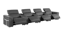 Load image into Gallery viewer, Top Grain Leather Reclining Metal USB Sofa (720376) - Dark Gray
