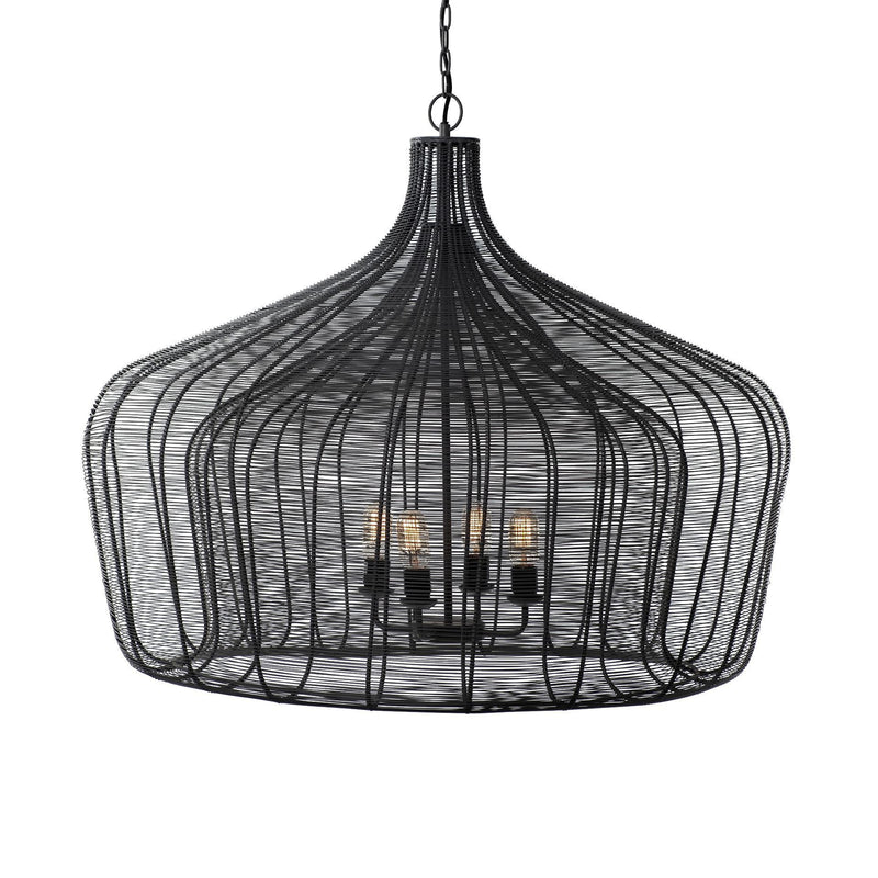 Four Light Dimmable Chandelier With Shades - Black