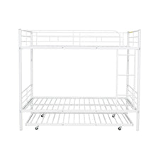 Load image into Gallery viewer, Full Over Full Metal Bunk Bed with Trundle, White
