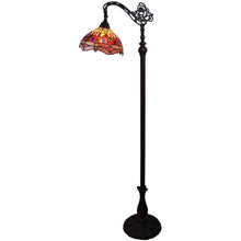 Load image into Gallery viewer, Traditional Shaped Floor Lamp With Red Yellow And Brown Stained Glass Dome Shade - Brown
