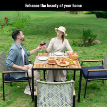 Load image into Gallery viewer, 5 Piece Patio Dining Table Set, Acacia Wood Table Top With Umbrella Hole
