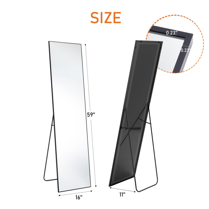 59" Aluminum Arch Freestanding Framed Standing Mirror - Black