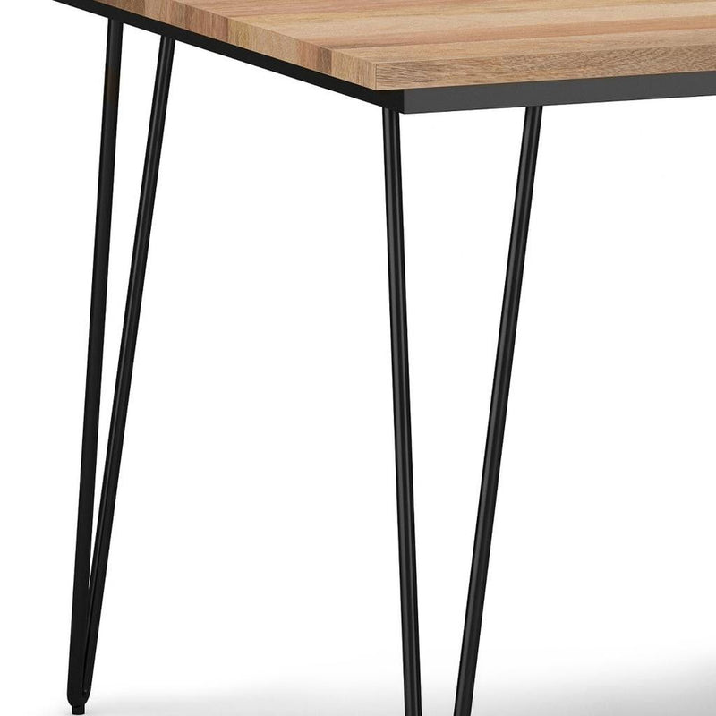 42" Solid Wood Iron Square Dining Table - Natural / Black