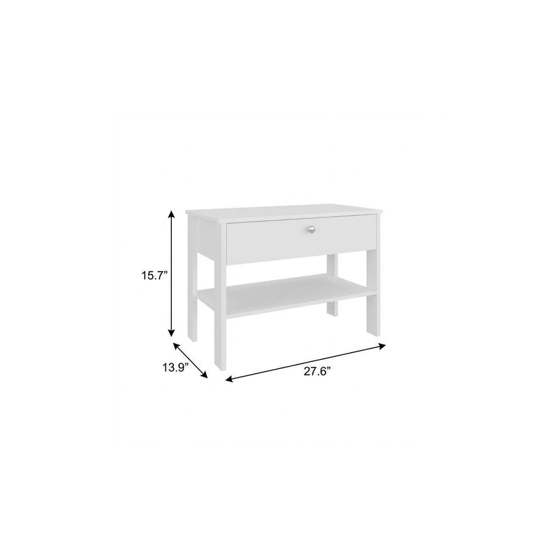 Wood One Drawer Nightstand - White