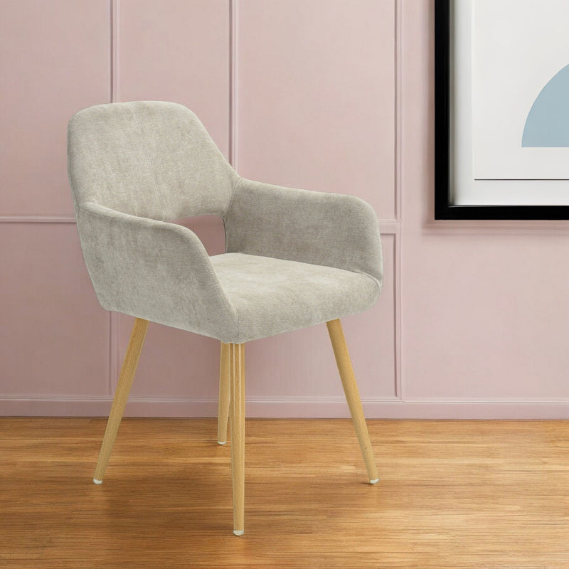22" Upholstered Arm Chair - Beige And Brown