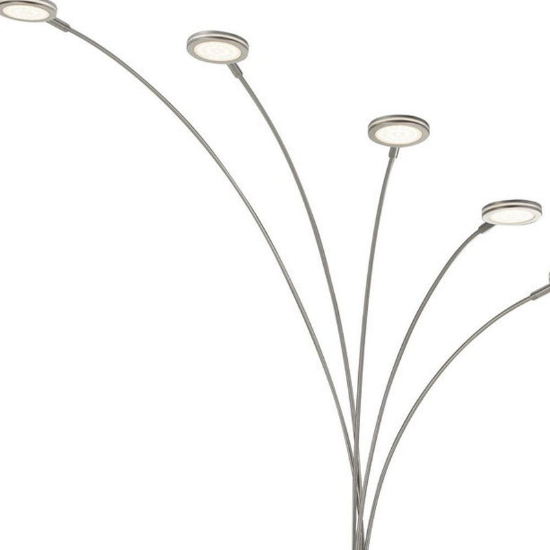 Five Light LED Arc Floor Lamp - Nickel