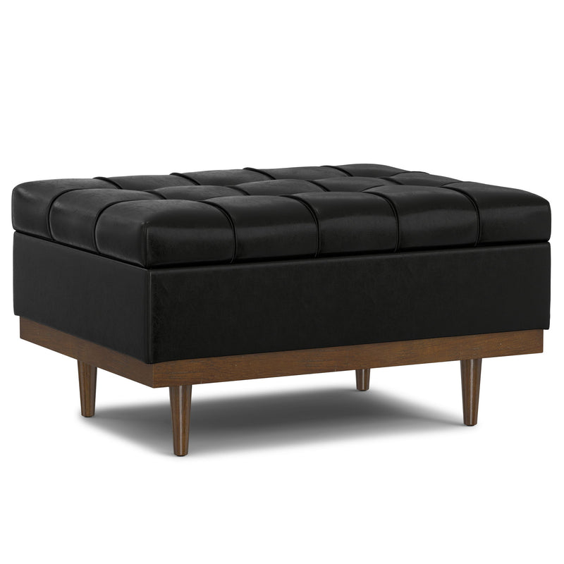 34" Upholstery Storage Ottoman - Walnut / Black