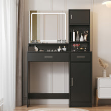 Load image into Gallery viewer, Vanity Desk With Mirror And LED Light Strip, Dressing Table With Large Drawer, 3 Level Storage Dresser &amp; 3 Lighting Modes Adjustable Brightness, Suitable For Bedroom
