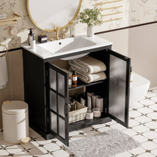 Load image into Gallery viewer, Modern Bathroom Vanity With Ceramic Sink, Tempered Blurred Glass Doors
