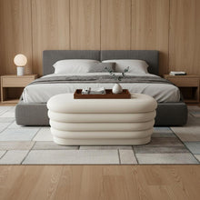 Load image into Gallery viewer, Velvet Tufted Oval Ottoman - White
