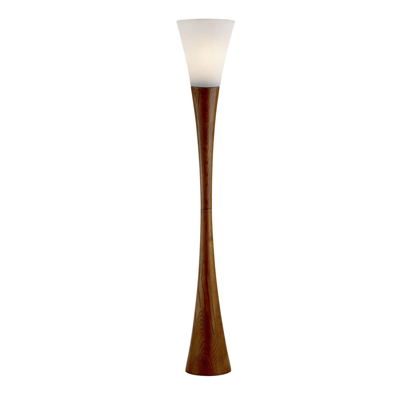Solid Wood Novelty Floor Lamp With Cone Shade - Brown / White