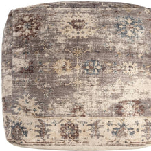 Load image into Gallery viewer, Upholstered Medallion Pouf Ottoman - Ivory / Taupe
