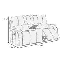 Load image into Gallery viewer, Power Reclining Loveseat With USB Port Leather Upholstered, Built In Cup Holder - Chocolate
