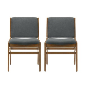 Contemporary Dining Chair Set Upholstered Fabric With Rubberwood Frame