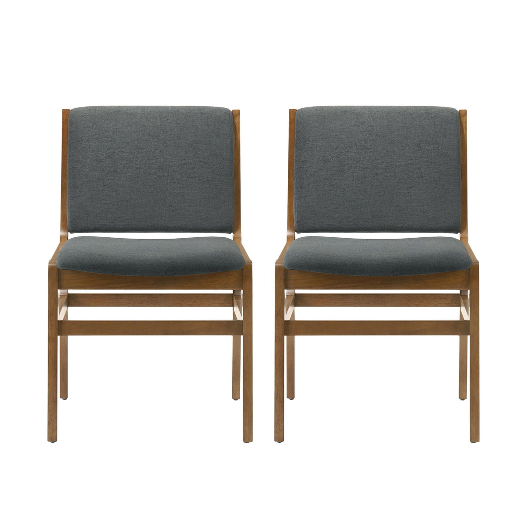 Contemporary Dining Chair Set Upholstered Fabric With Rubberwood Frame