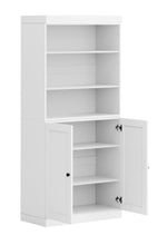Load image into Gallery viewer, Adjustable Six Tier Library Bookcase With Two Doors - White
