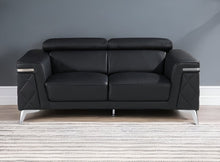 Load image into Gallery viewer, Metallic Leather Loveseat - Black / Silver

