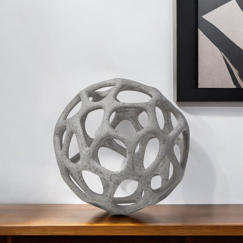 Abstract Decorative Orb Tabletop Sculpture - Gray