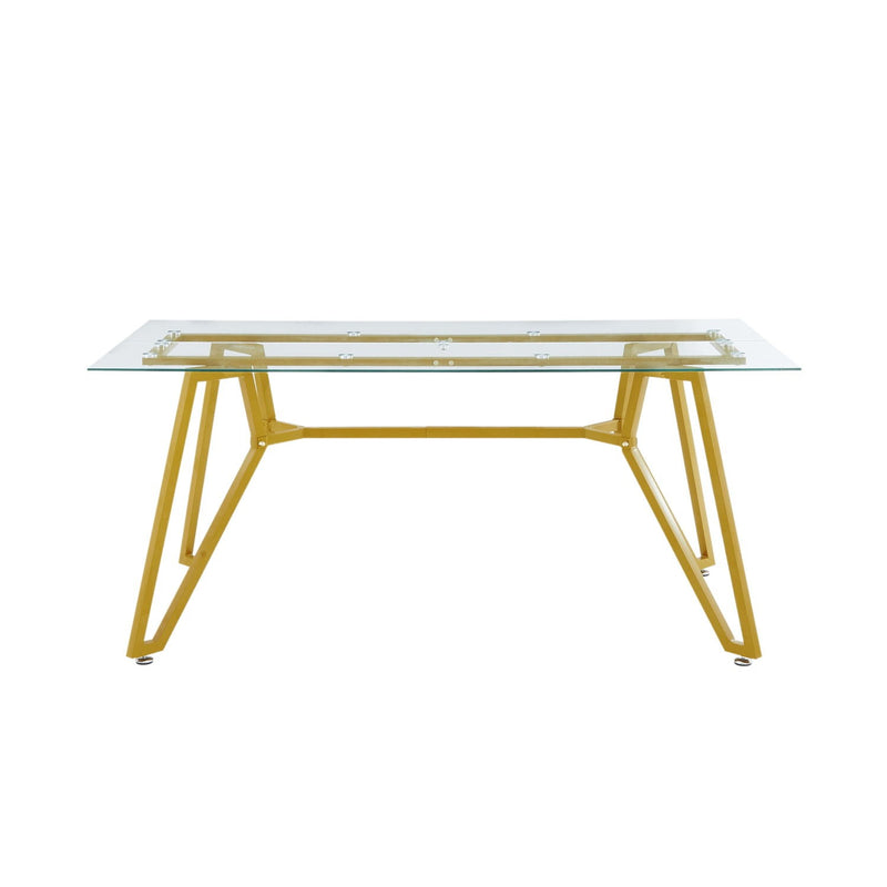 71" Glass Trestle Coffee Table - White / Gold
