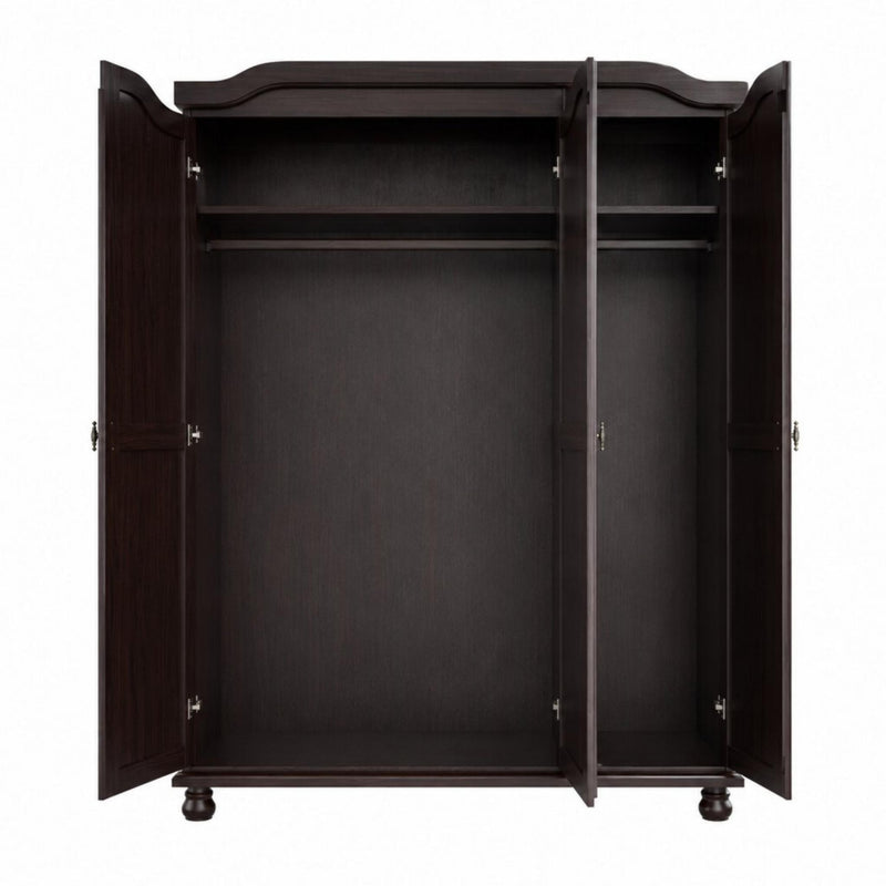 Solid Wood Three Door Combo Dresser (764725) - Dark Brown